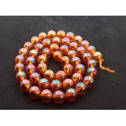 8mm Tangerine Aura Crystal Quartz Beads